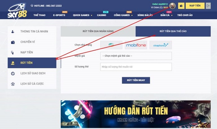 Hướng dẫn nạp tiền Sky88